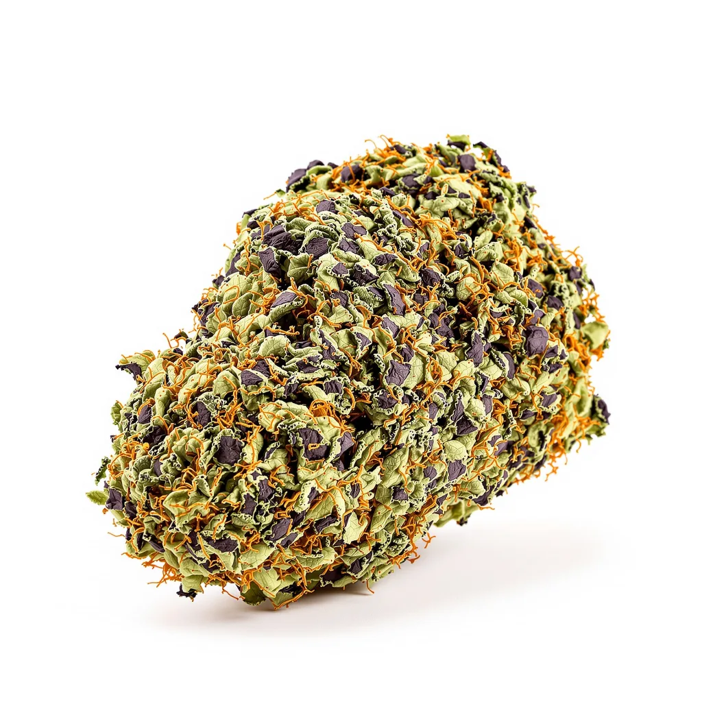 Sour Apple 81% indica / 19% sativa — flor con tricomas visibles