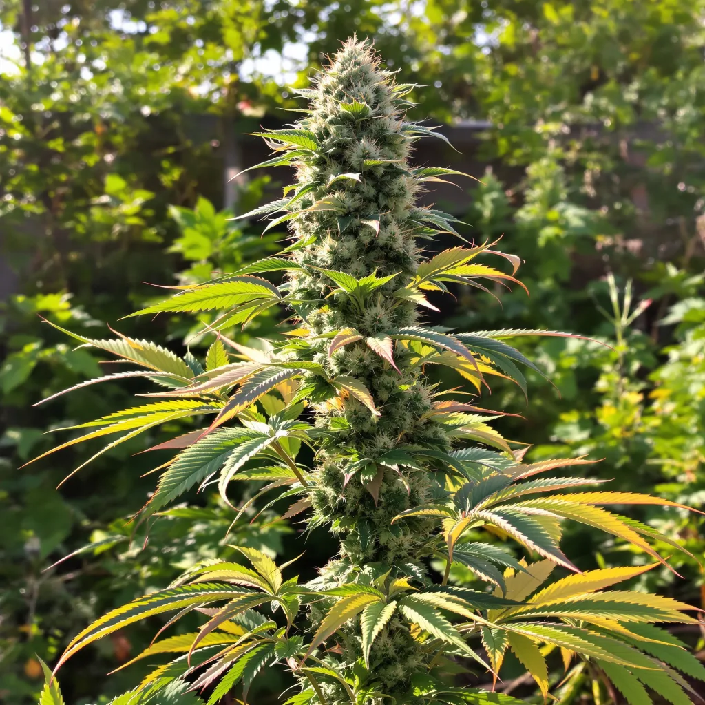 Sour Bubba 47% indica / 53% sativa — flor con tricomas visibles
