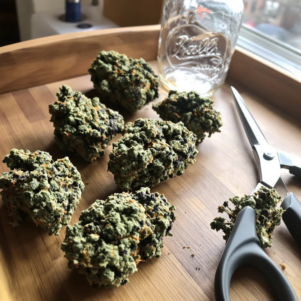 Sour Bubble 81% indica / 19% sativa — flor con tricomas visibles