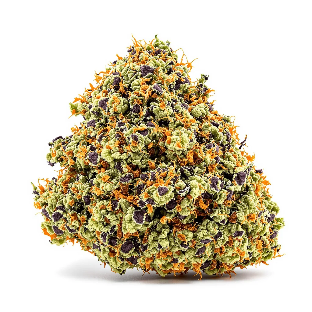 Sour Bubble 81% indica / 19% sativa — flor con tricomas visibles