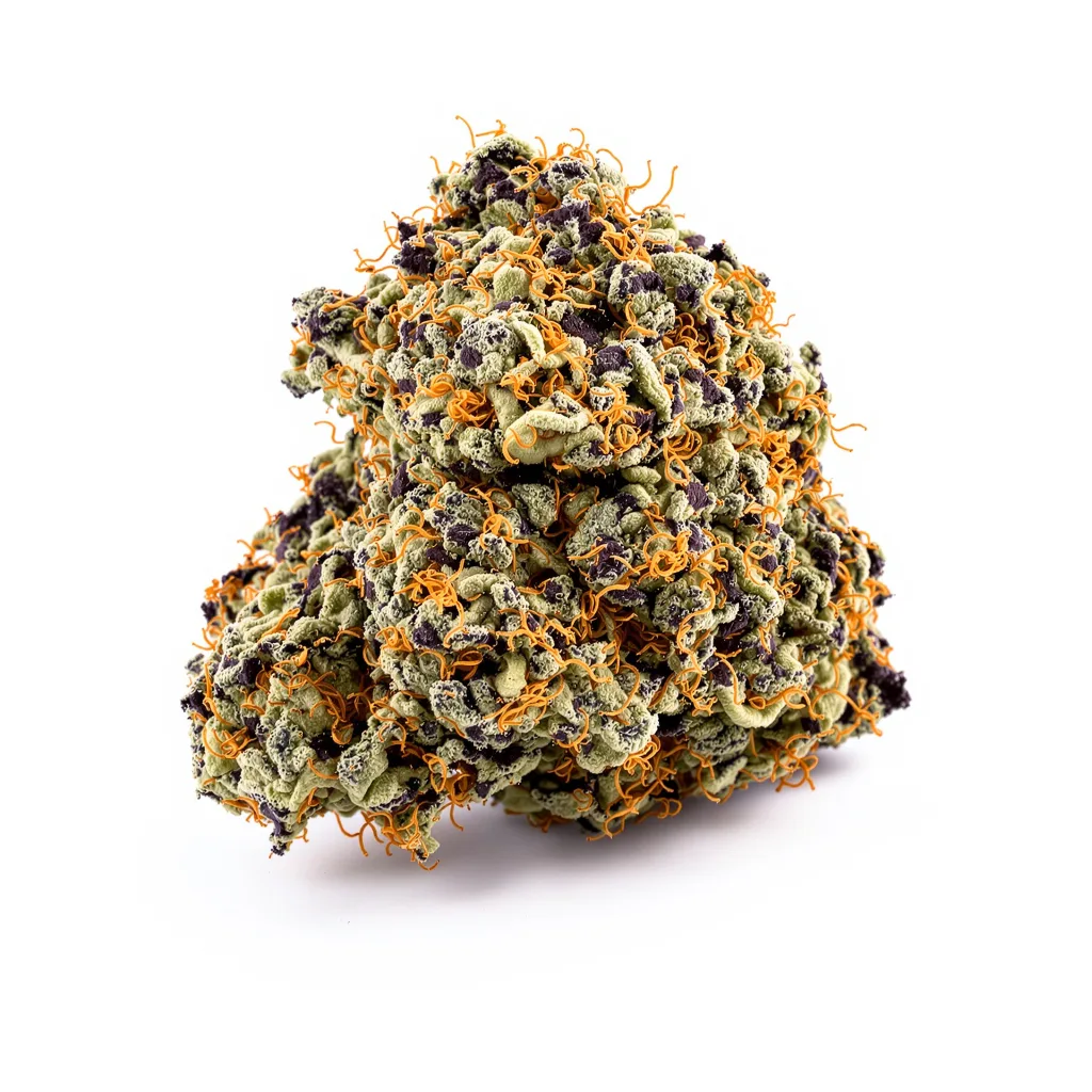 Sour Cheese 88% indica / 12% sativa — flor con tricomas visibles