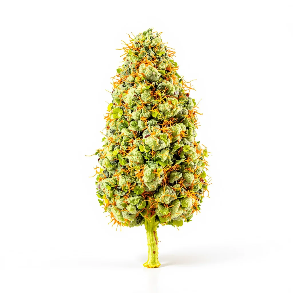 Sour Cream 17% indica / 83% sativa — flor con tricomas visibles