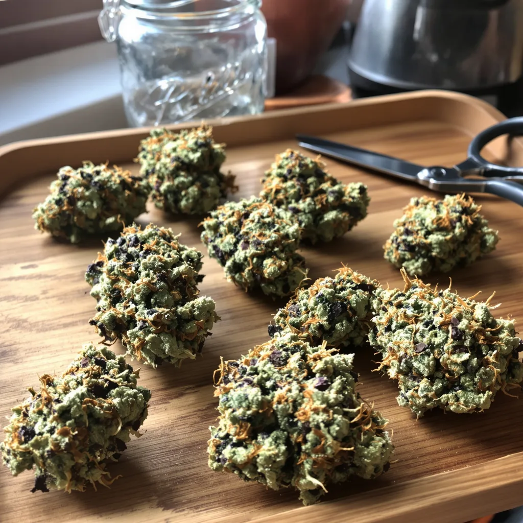 Sour Dubble 61% indica / 39% sativa — flor con tricomas visibles