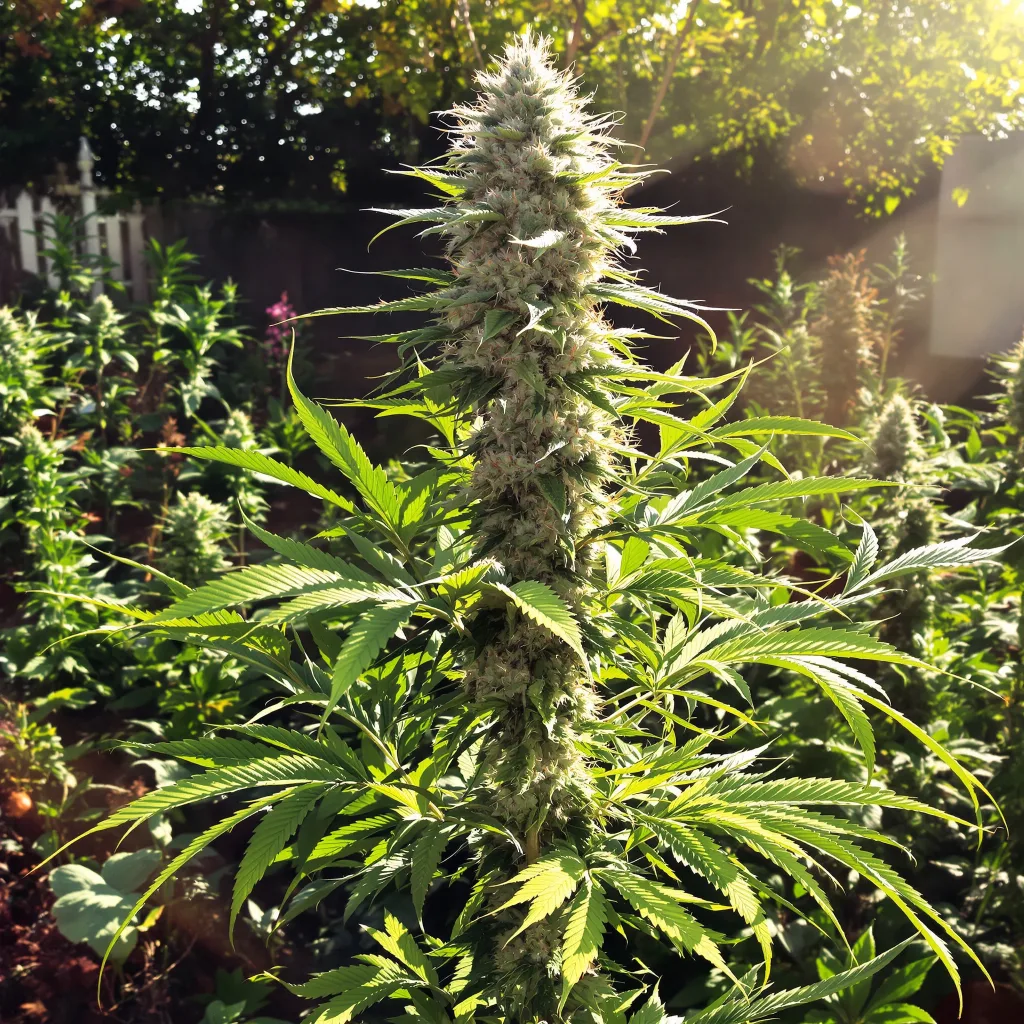 Sour Dubble 61% indica / 39% sativa — flor con tricomas visibles