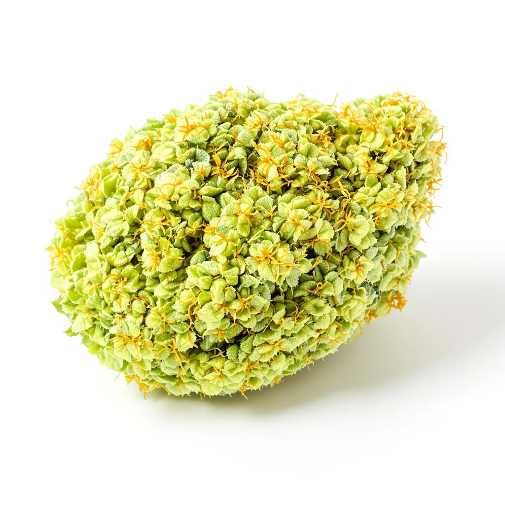 Sour Jack 18% indica / 82% sativa — flor con tricomas visibles