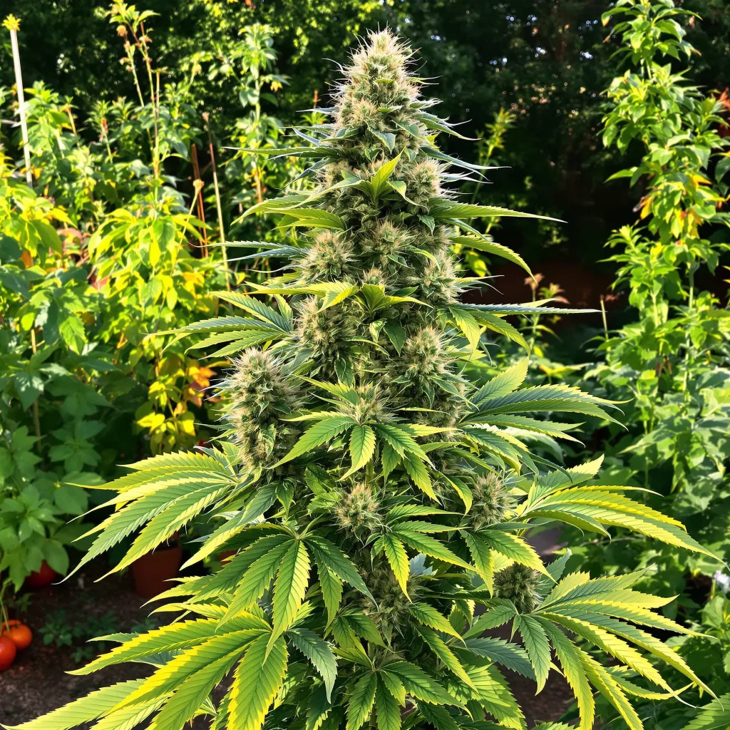 Sour Kush 50% indica / 50% sativa — flor con tricomas visibles