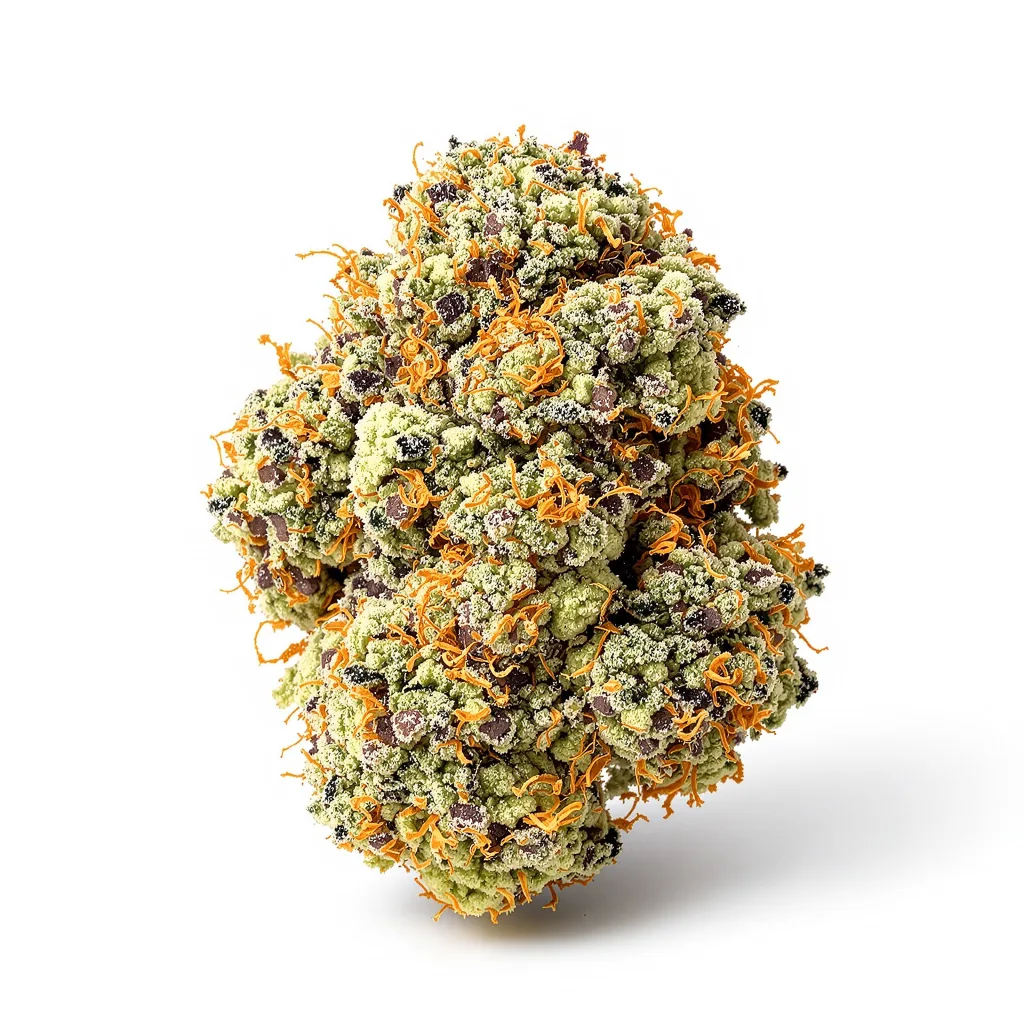 Sour Kush 50% indica / 50% sativa — flor con tricomas visibles