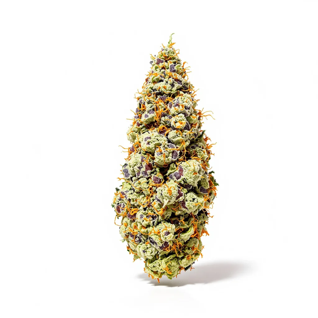 Sour Kush 50% indica / 50% sativa — flor con tricomas visibles