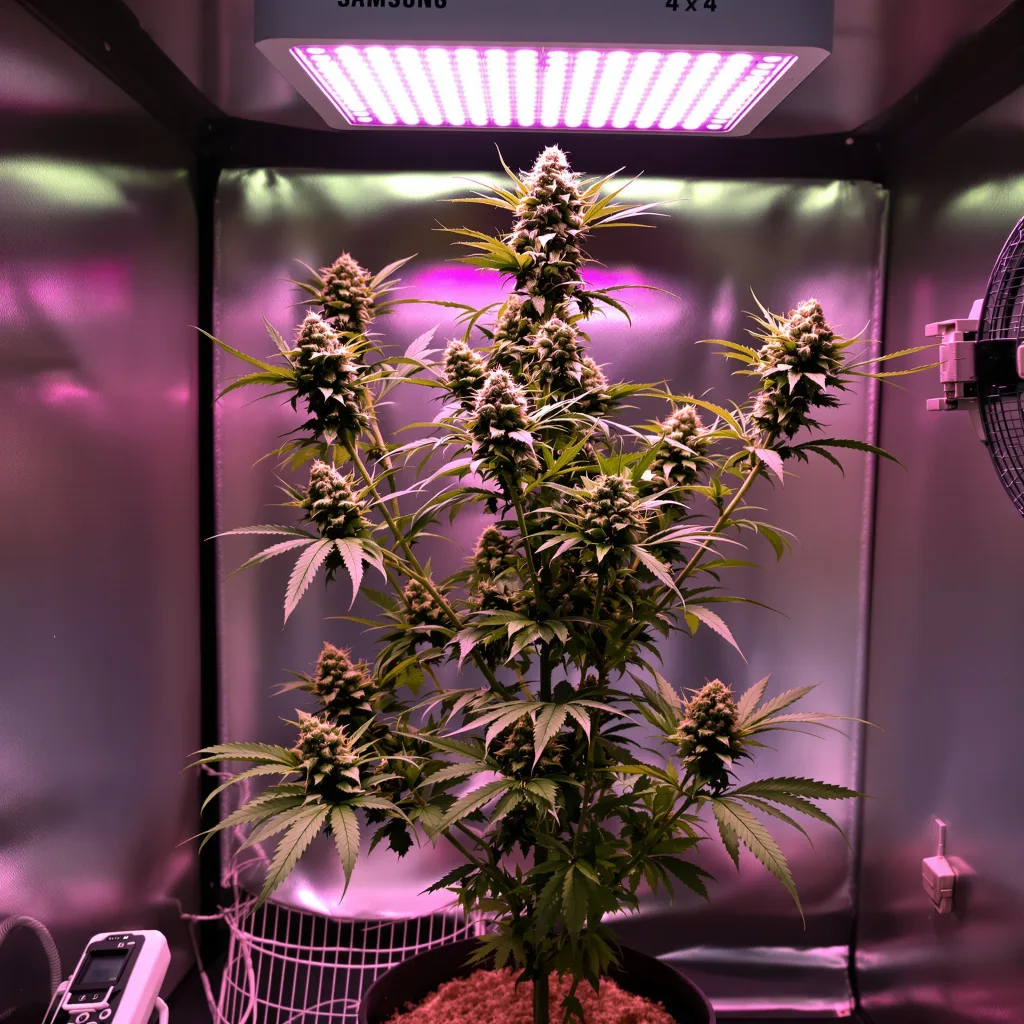 Planta de cannabis Sour Lemon OG en fase de floración — 120-180 cm feminizada