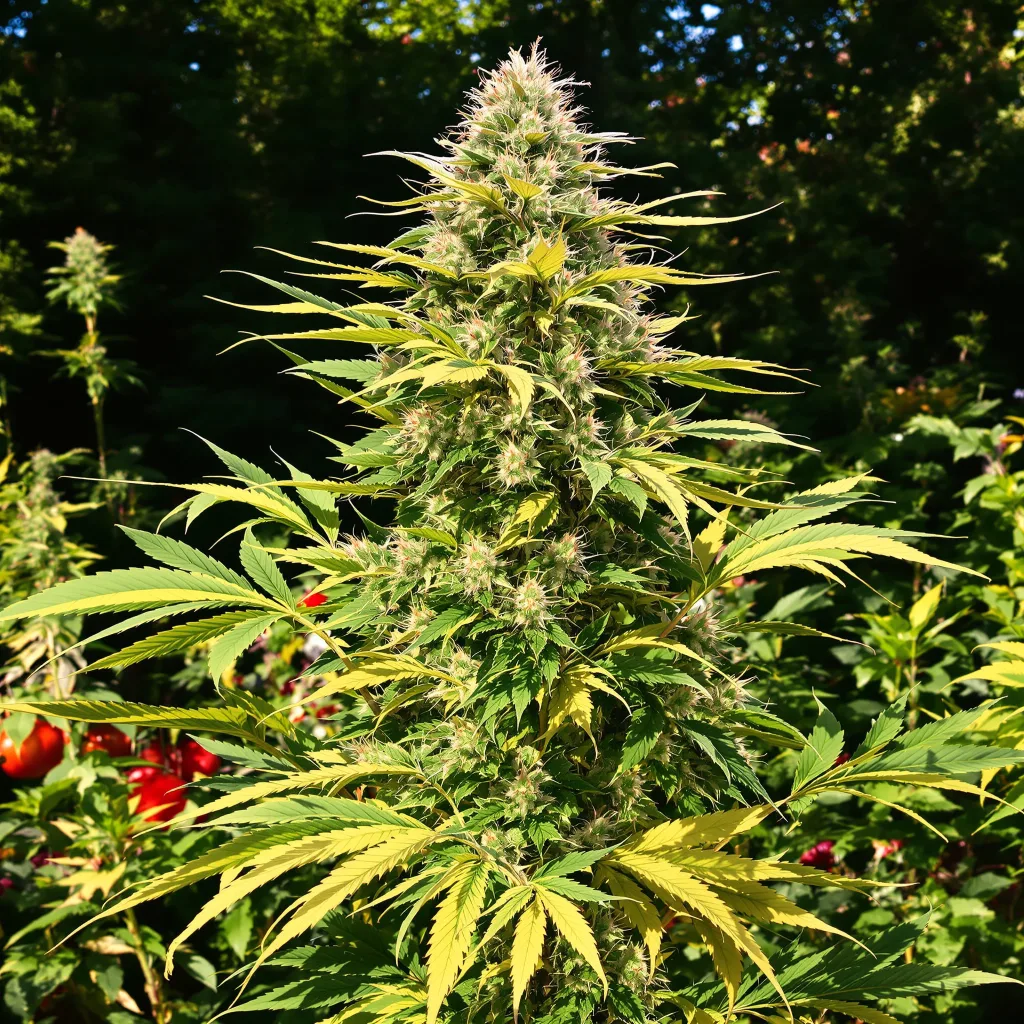 Sour Lemon OG 40% indica / 60% sativa — flor con tricomas visibles