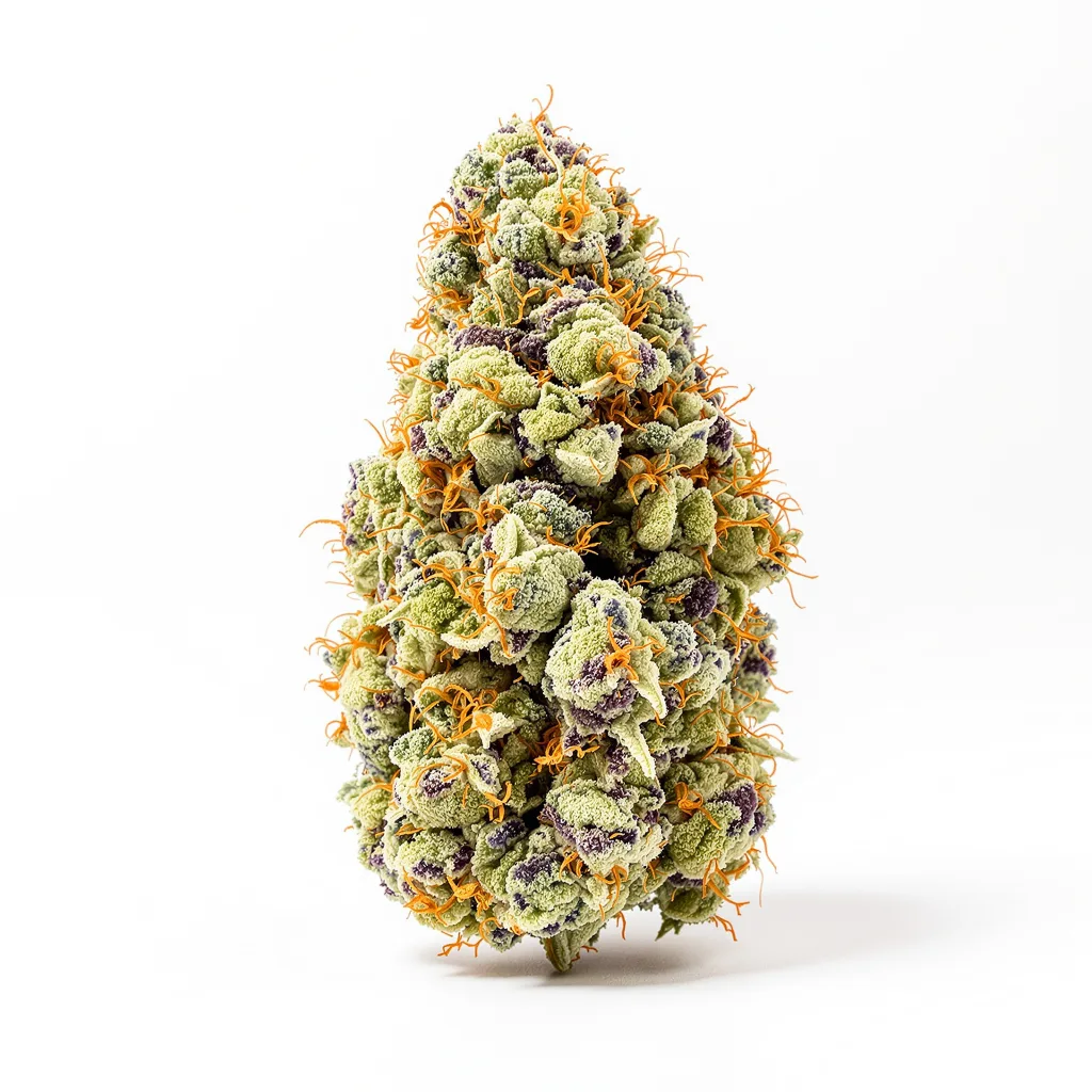 Sour Lemon OG 40% indica / 60% sativa — flor con tricomas visibles
