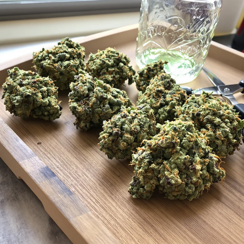 Sour OG 63% indica / 37% sativa — flor con tricomas visibles