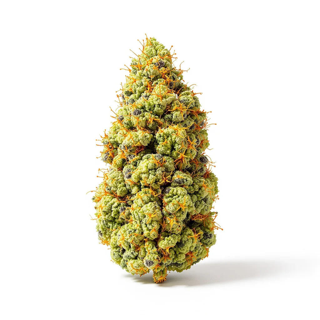 Sour Tangie 23% indica / 77% sativa — flor con tricomas visibles