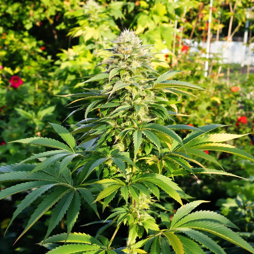 South Indian 73% indica / 27% sativa — flor con tricomas visibles