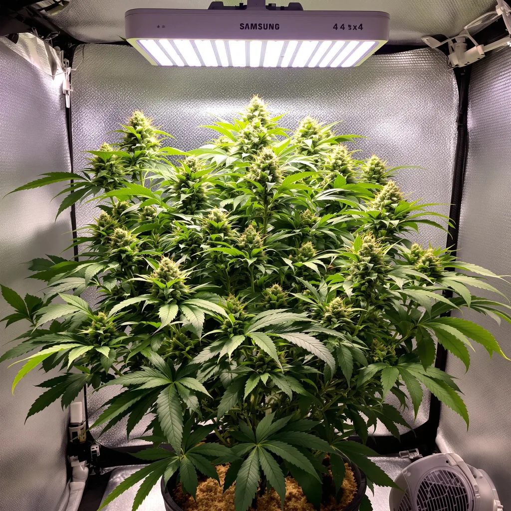 Planta de cannabis Space Dawg en fase de floración — 60-100 cm autofloración