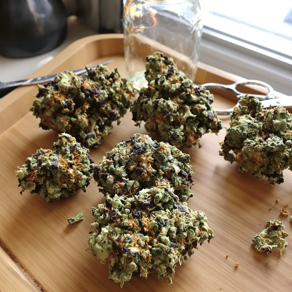 Space Dawg 89% indica / 11% sativa — flor con tricomas visibles