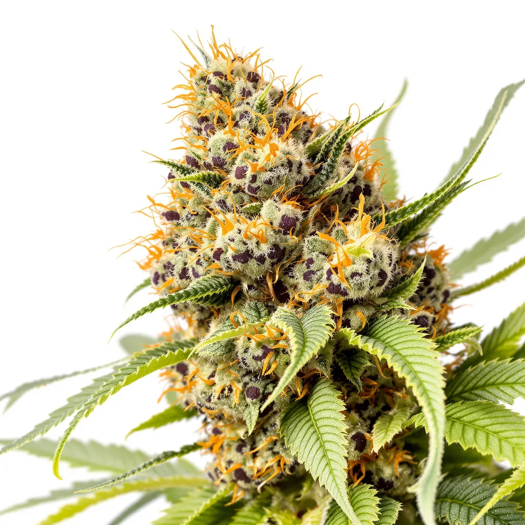 Space Dawg 89% indica / 11% sativa — flor con tricomas visibles