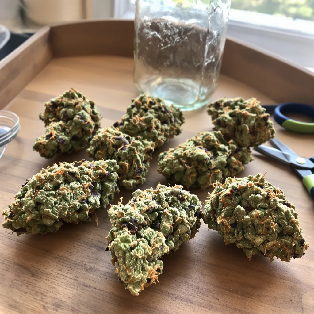 Space Queen 50% indica / 50% sativa — flor con tricomas visibles