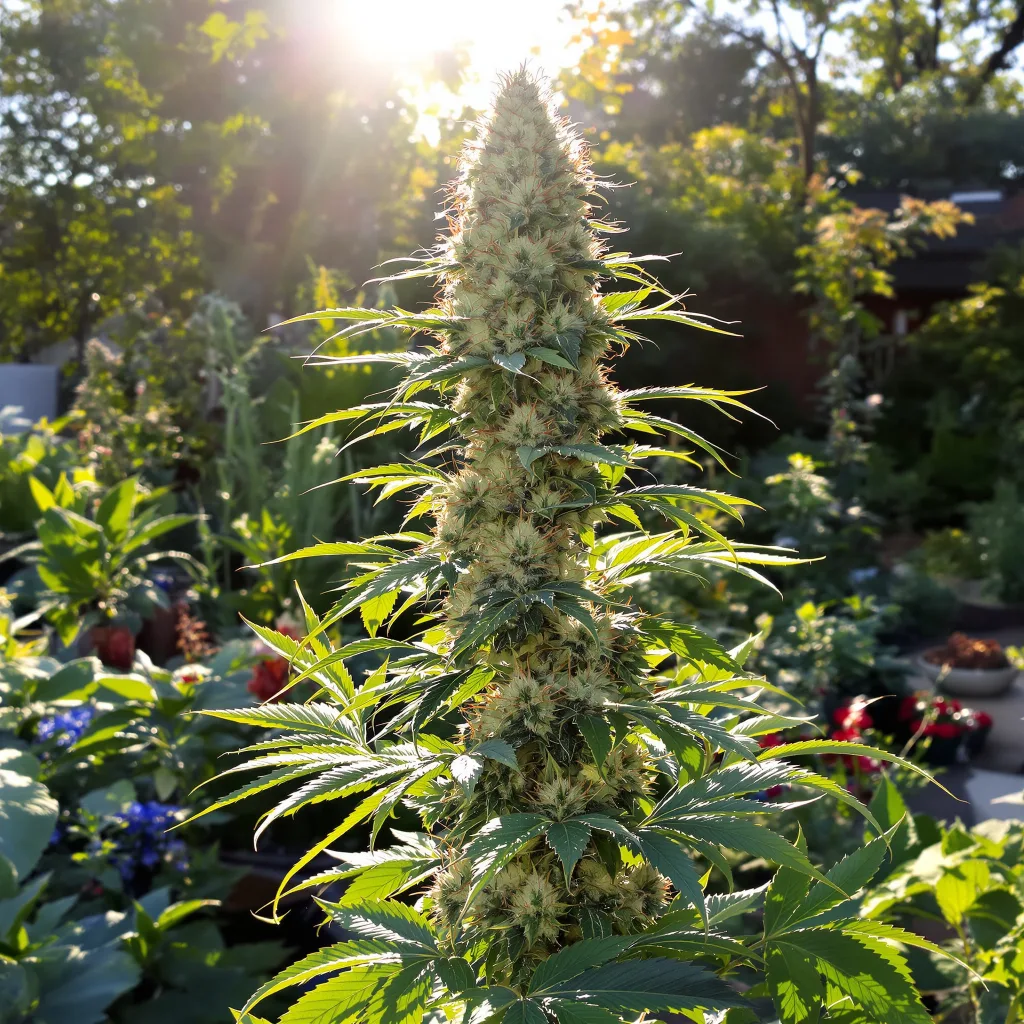 Space Queen 50% indica / 50% sativa — flor con tricomas visibles