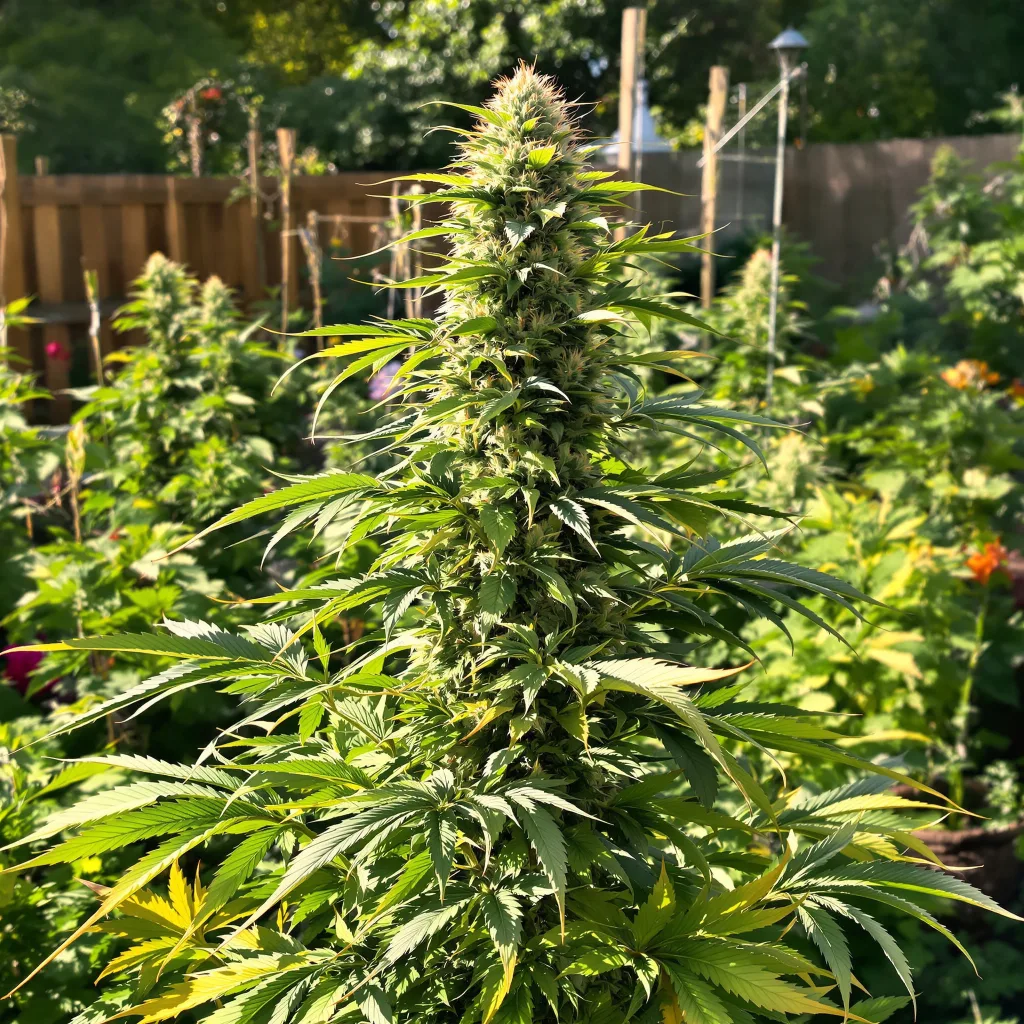 Stardawg 13% indica / 87% sativa — flor con tricomas visibles
