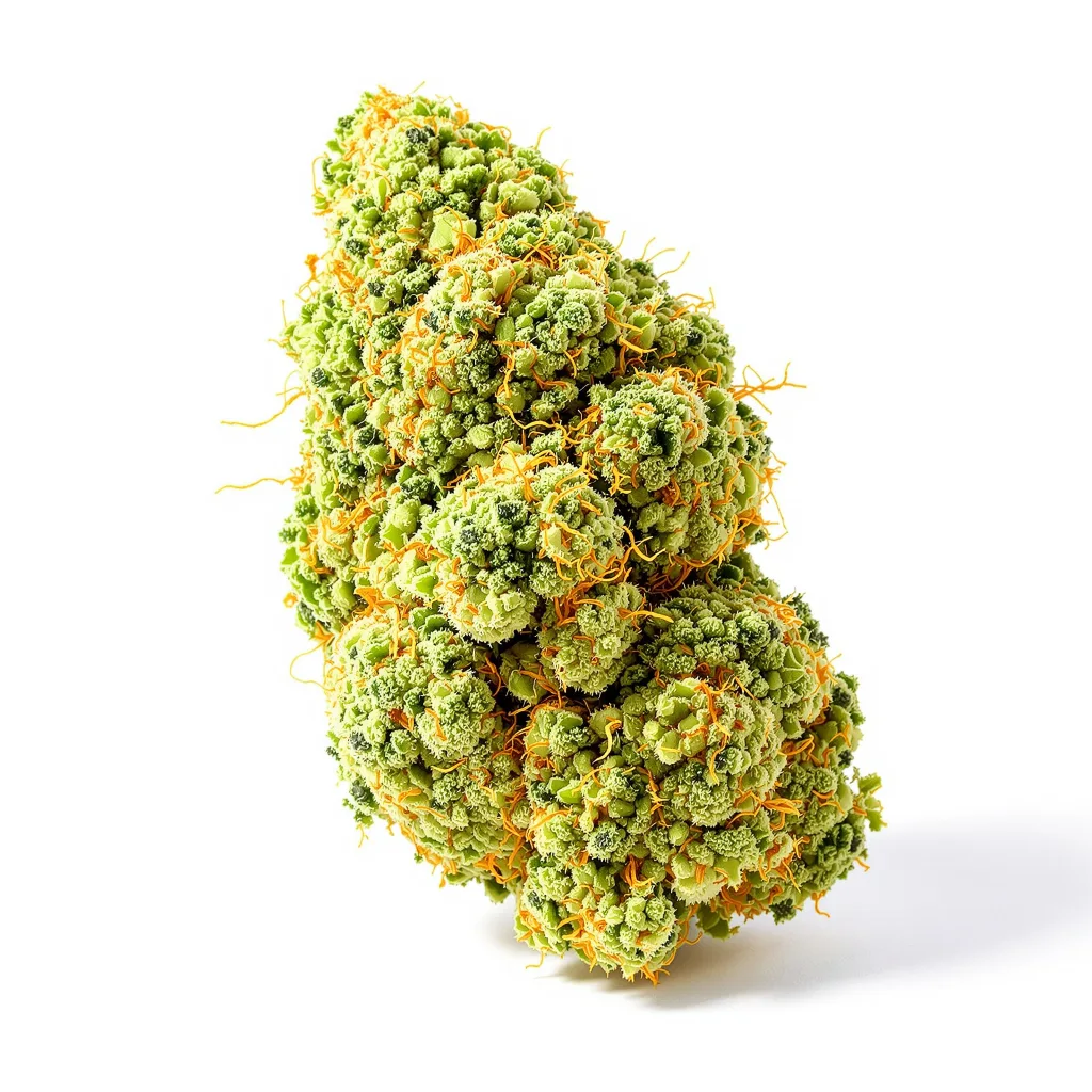 Stardawg 13% indica / 87% sativa — flor con tricomas visibles