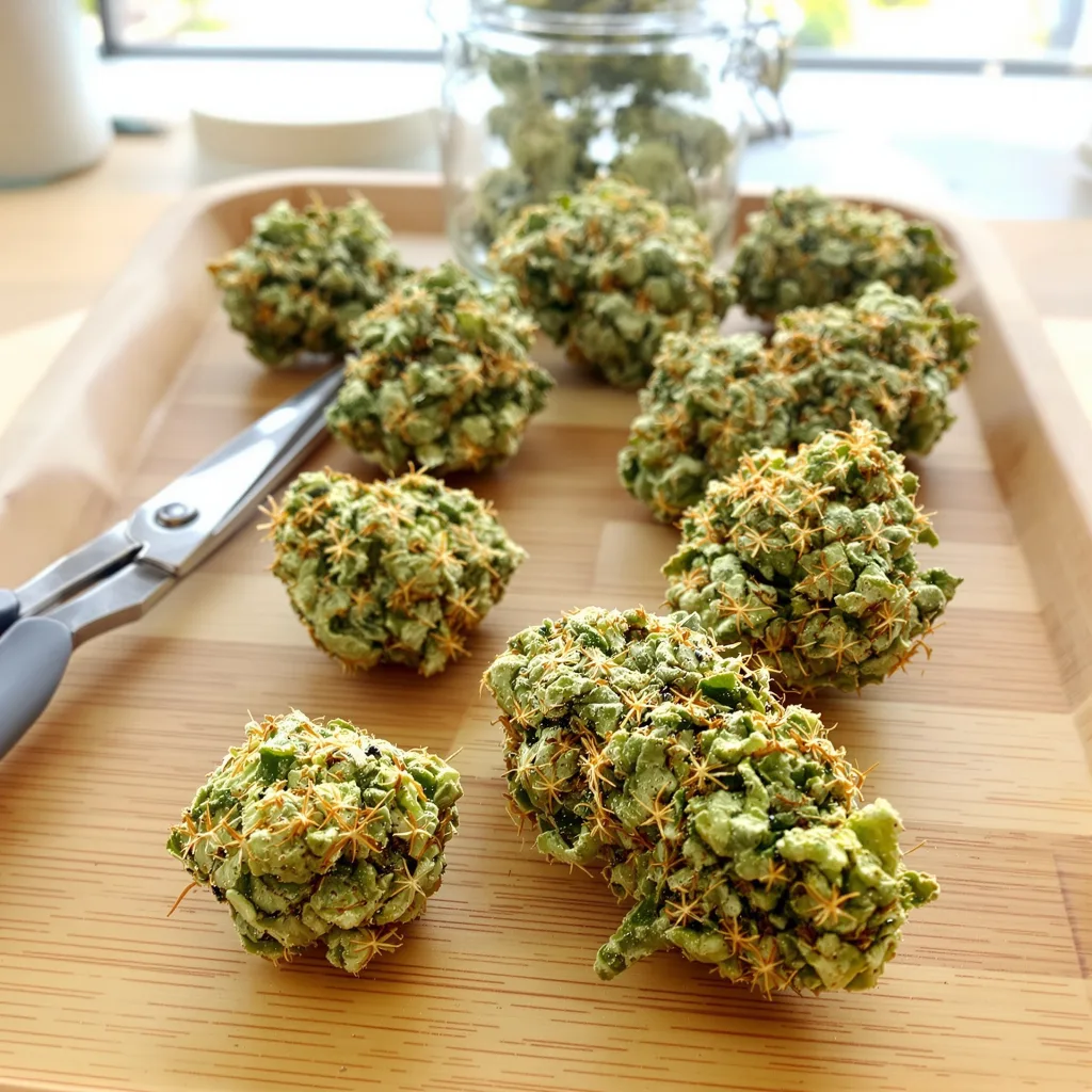 Steve's Dream Queen 20% indica / 80% sativa — flor con tricomas visibles