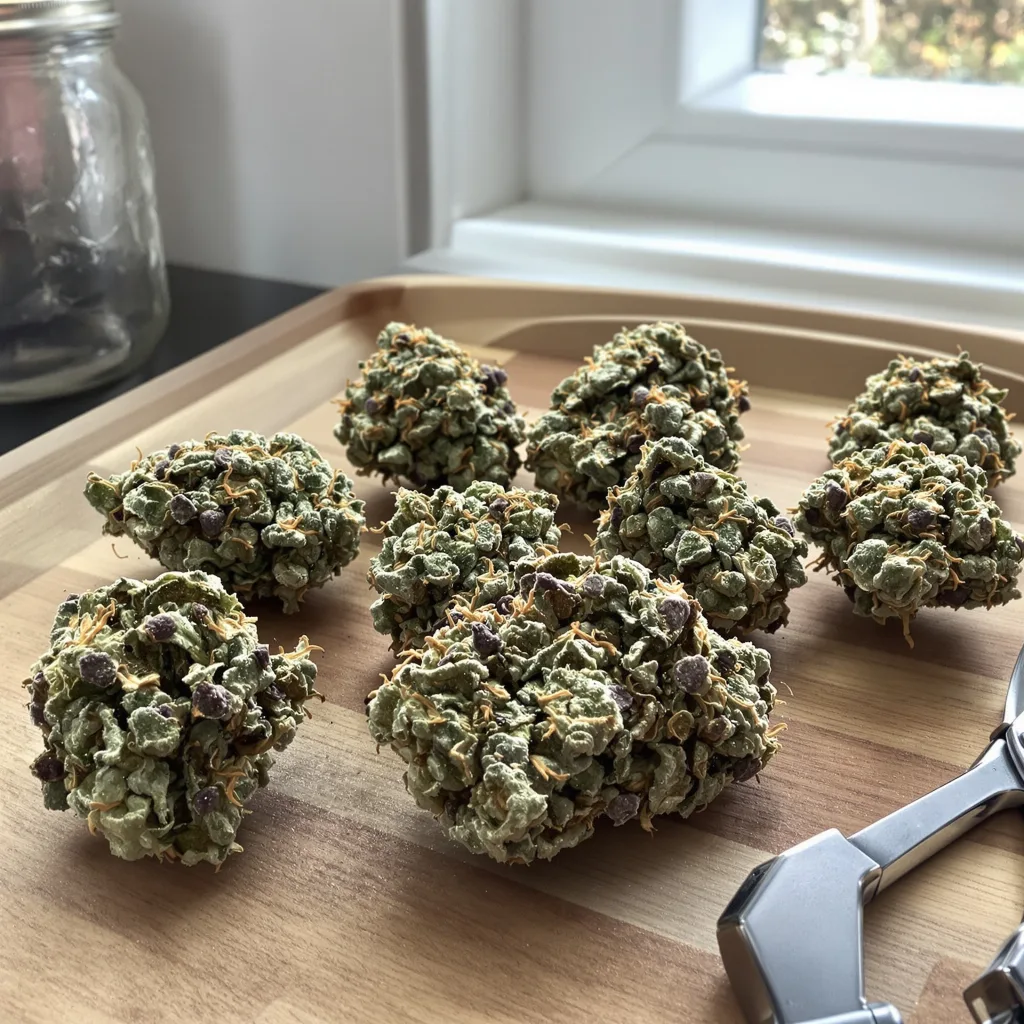 Sticky Dickie 64% indica / 36% sativa — flor con tricomas visibles
