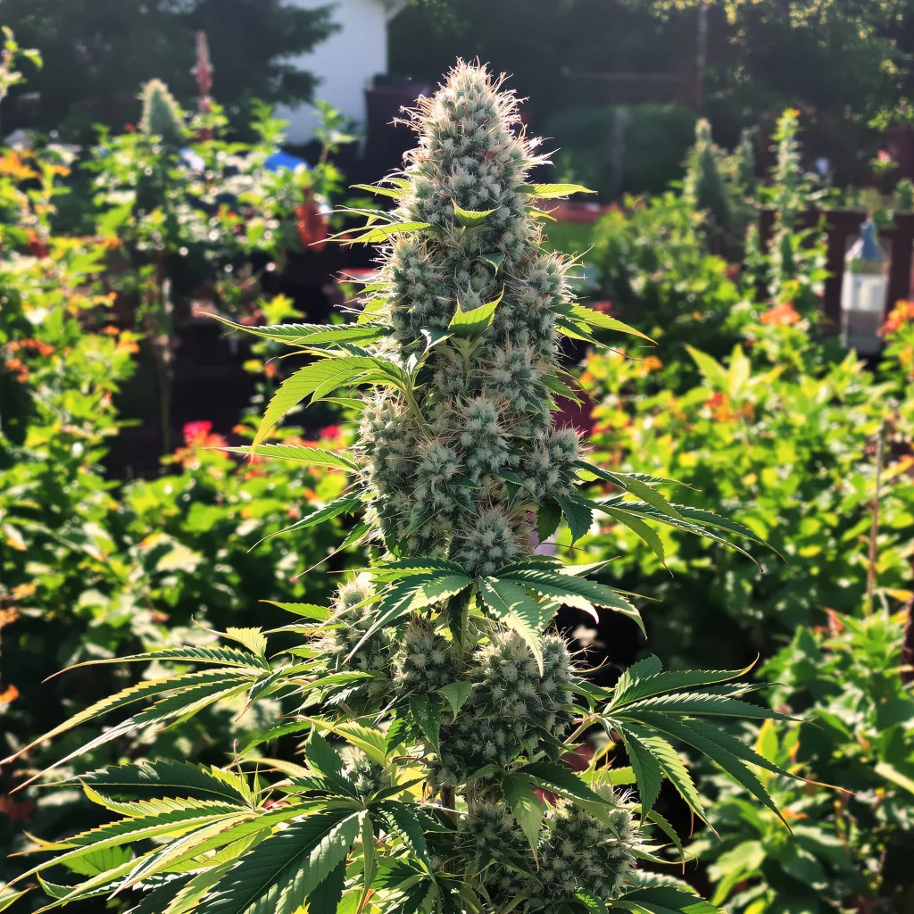 Strawberry Cheese 56% indica / 44% sativa — flor con tricomas visibles