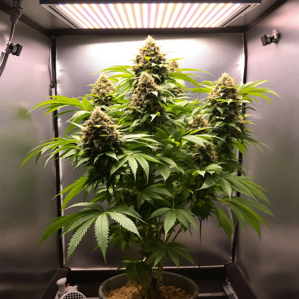 Planta de cannabis Strawberry Cheesecake en fase de floración — 60-100 cm autofloración
