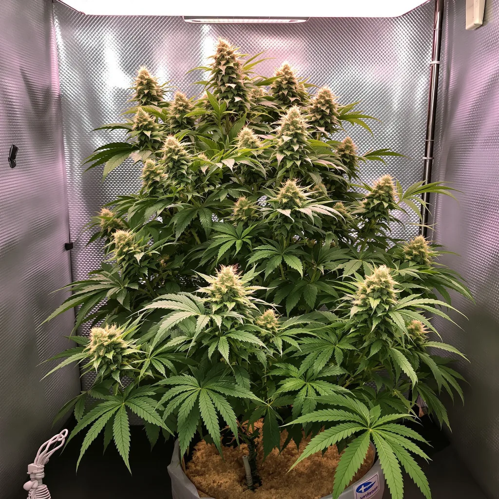 Planta de cannabis Strawberry Cheesecake en fase de floración — 90-130 cm feminizada