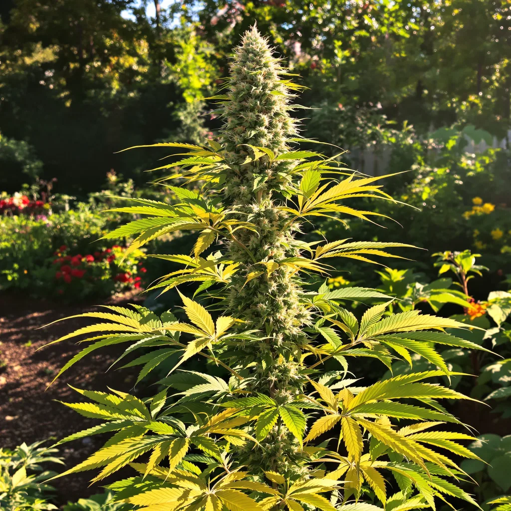 Strawberry Diesel 59% indica / 41% sativa — flor con tricomas visibles