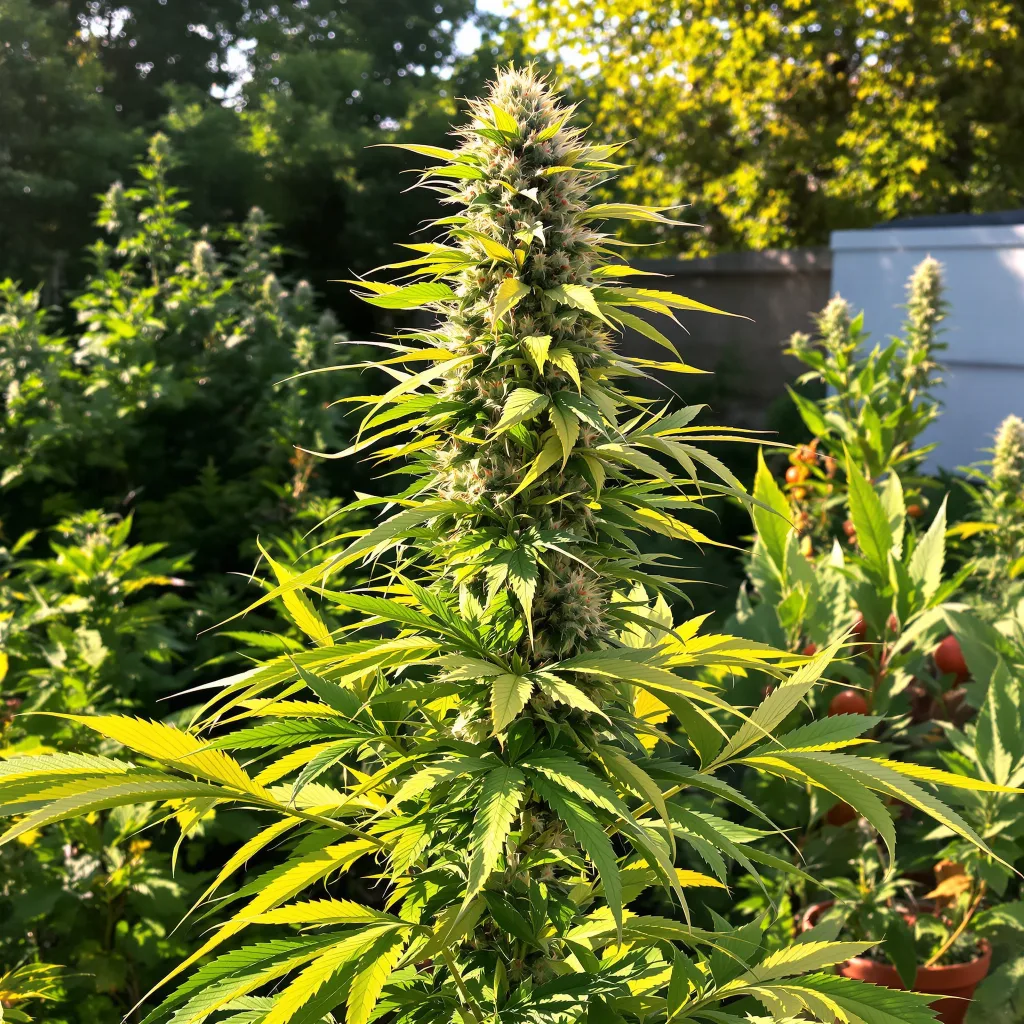 Strawberry 5% indica / 95% sativa — flor con tricomas visibles
