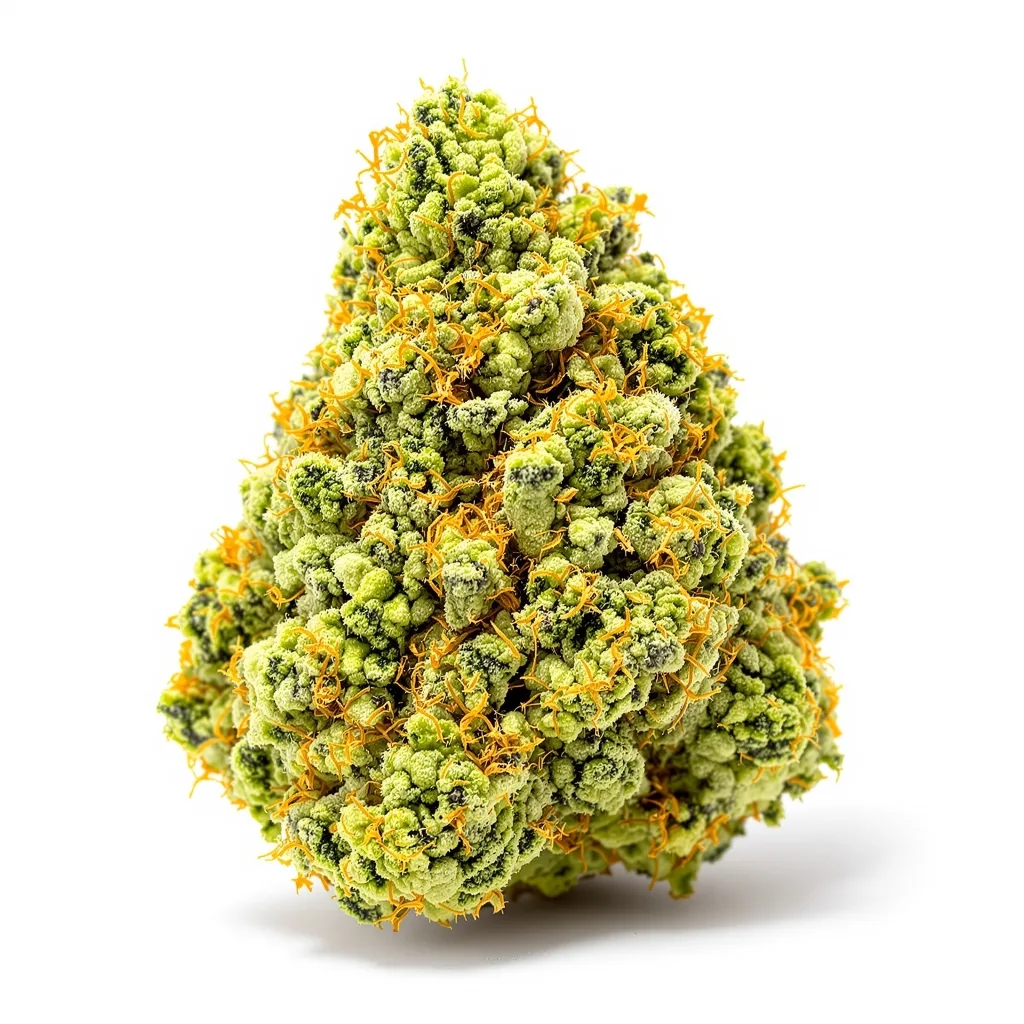 Strawberry 5% indica / 95% sativa — flor con tricomas visibles