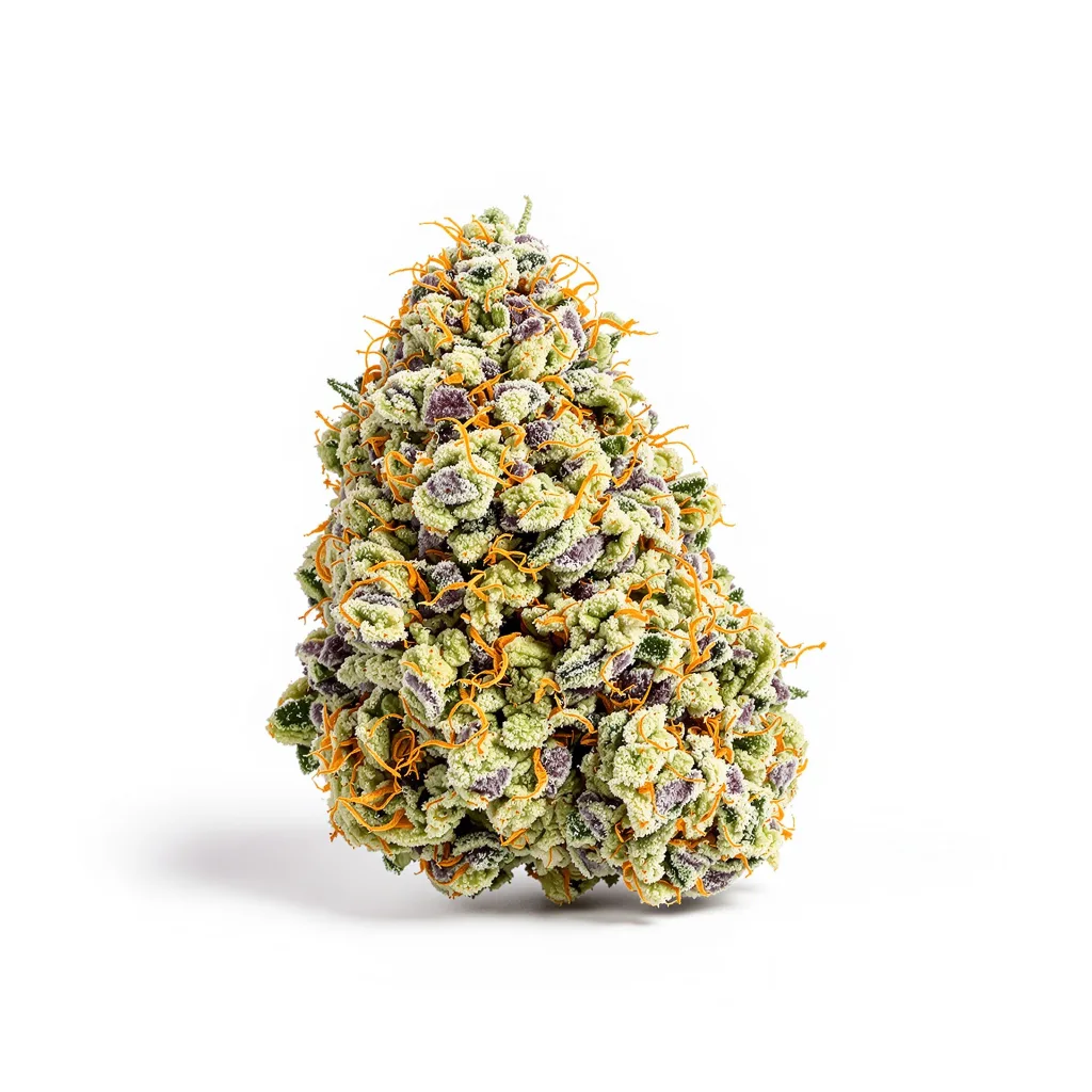 Strawberry Fields 60% indica / 40% sativa — flor con tricomas visibles