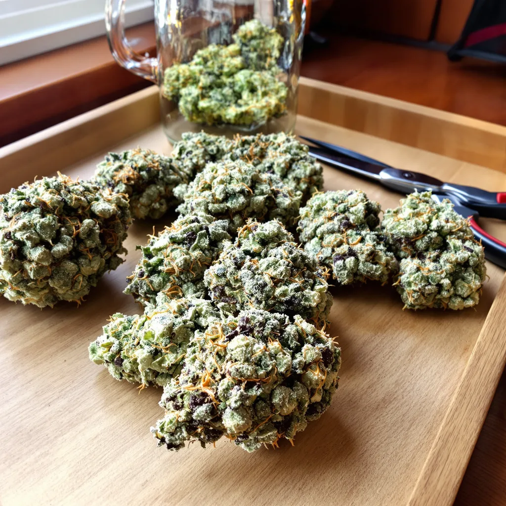 Strawberry Gary 38% indica / 62% sativa — flor con tricomas visibles