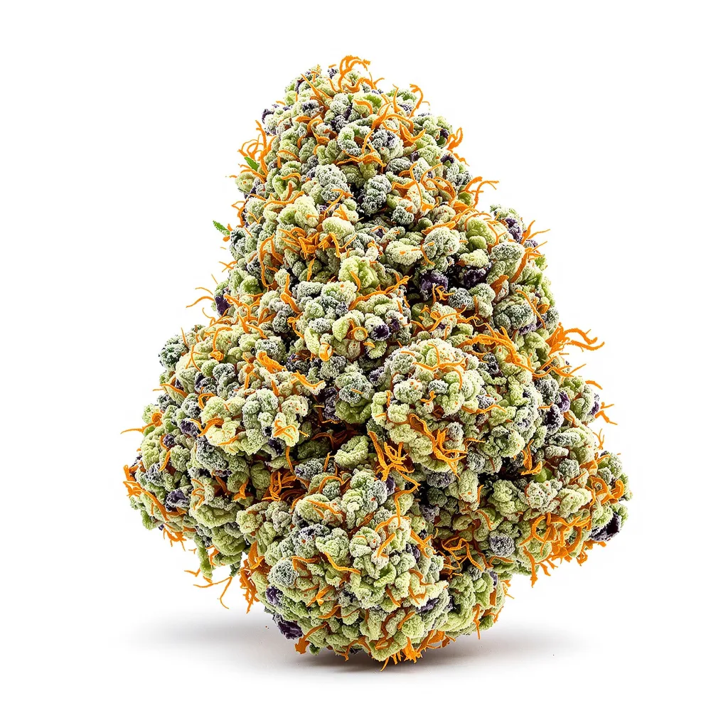 Sugar Cookie 60% indica / 40% sativa — flor con tricomas visibles