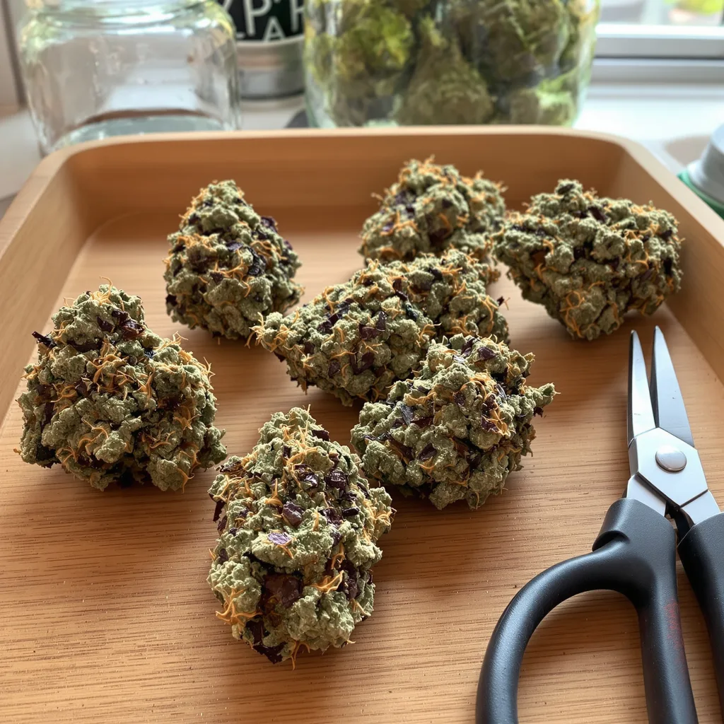Sugar Shack 69% indica / 31% sativa — flor con tricomas visibles