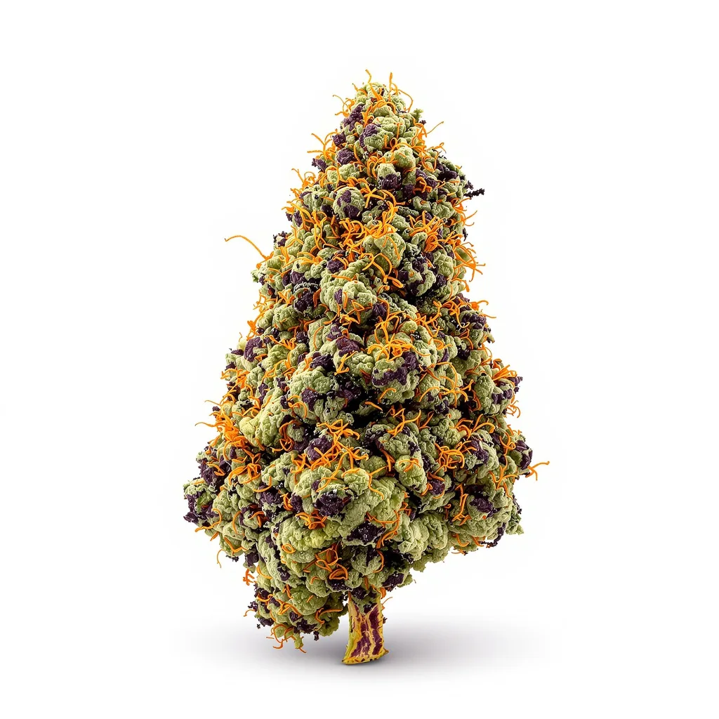 Sugar Shack 69% indica / 31% sativa — flor con tricomas visibles
