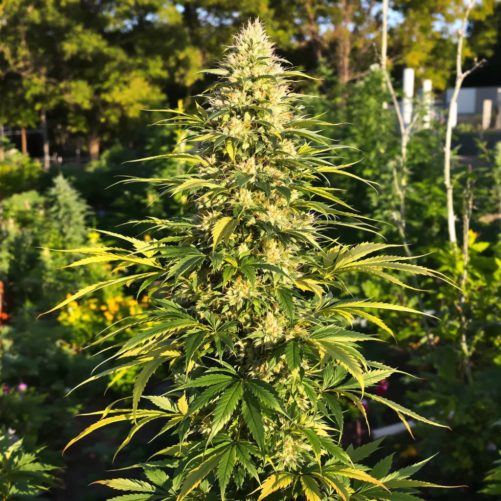 Sundae Driver 64% indica / 36% sativa — flor con tricomas visibles