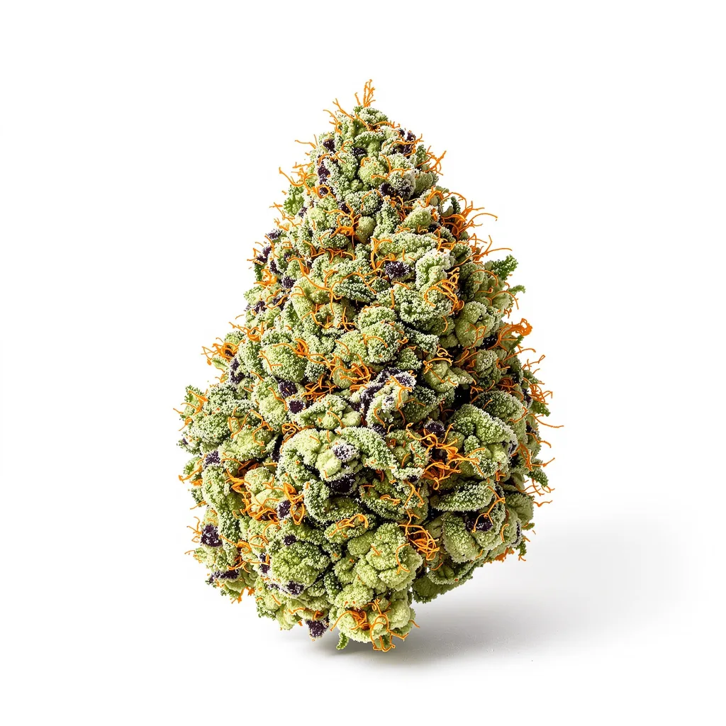 Sundae Driver 64% indica / 36% sativa — flor con tricomas visibles