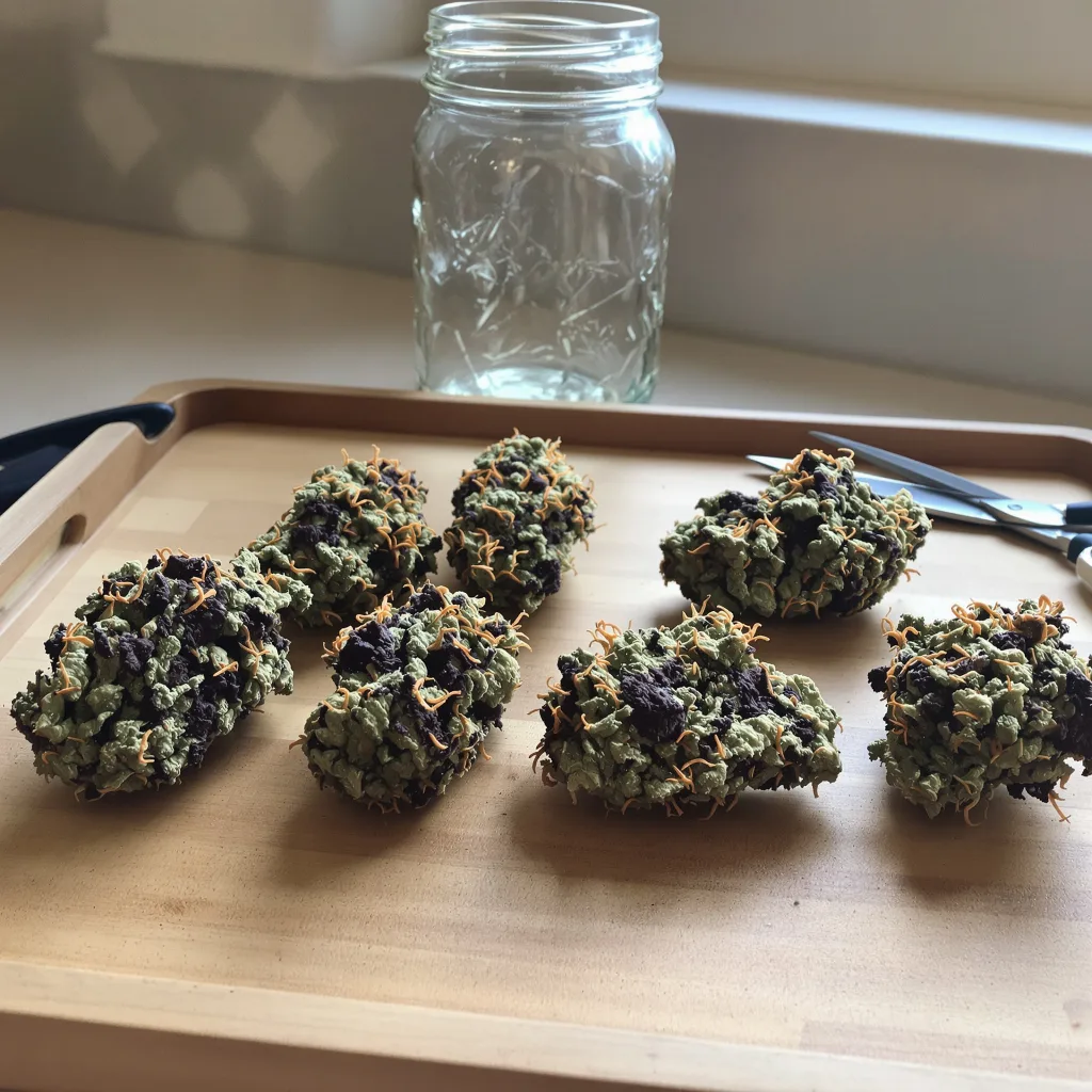 Super Blue Dream 75% indica / 25% sativa — flor con tricomas visibles