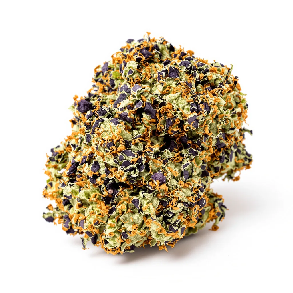 Super Blue Dream 75% indica / 25% sativa — flor con tricomas visibles