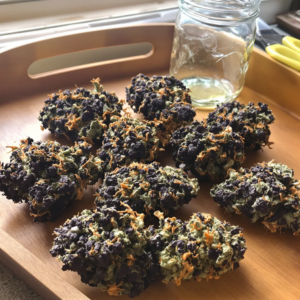 Super Kush 71% indica / 29% sativa — flor con tricomas visibles