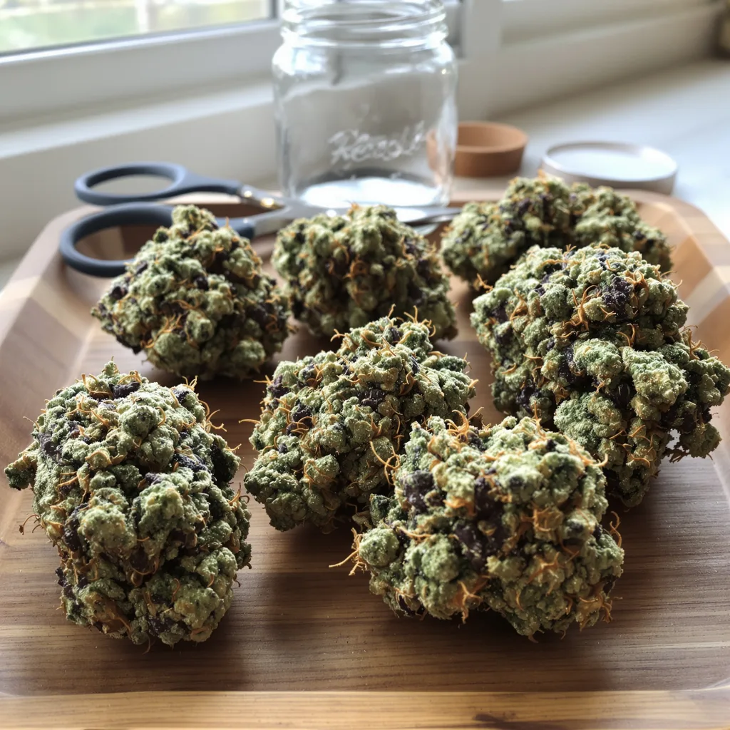Super Snow Dog 54% indica / 46% sativa — flor con tricomas visibles