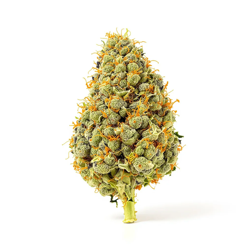Super Sour Diesel 50% indica / 100% sativa — flor con tricomas visibles