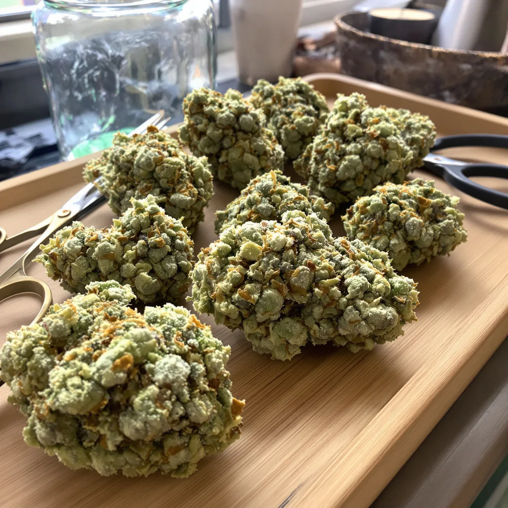 Suzy Q CBD 50% indica / 50% sativa — flor con tricomas visibles