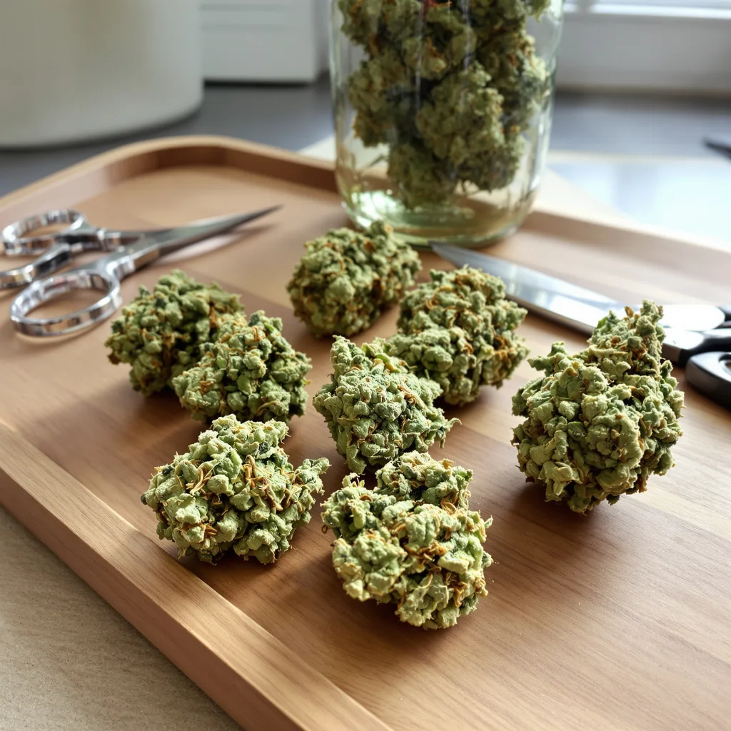 Sweet and Sour Widow CBD 50% indica / 50% sativa — flor con tricomas visibles