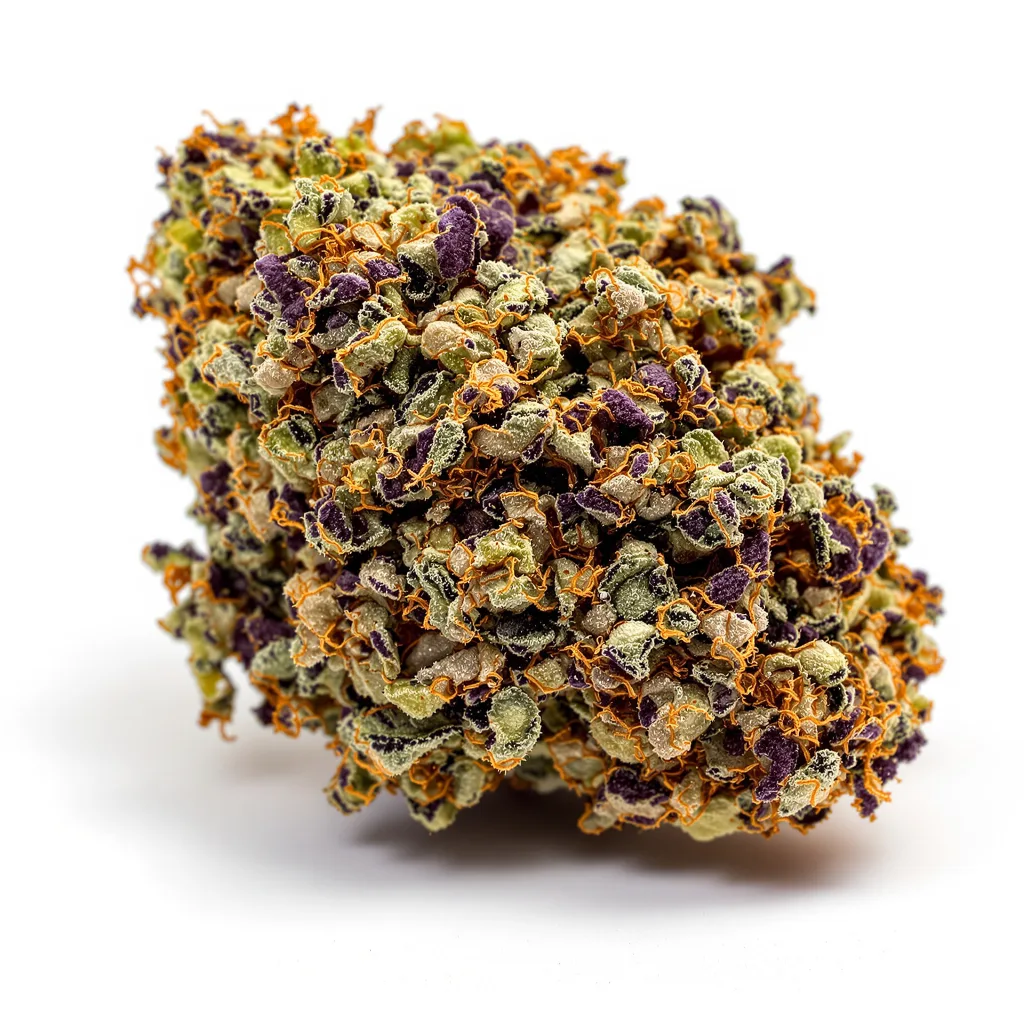 Sweet Baby Jane 82% indica / 18% sativa — flor con tricomas visibles