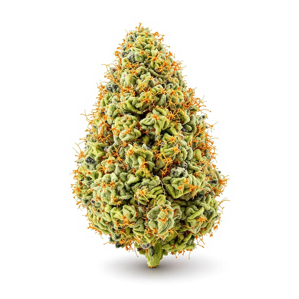 Sweet Cheese 17% indica / 83% sativa — flor con tricomas visibles