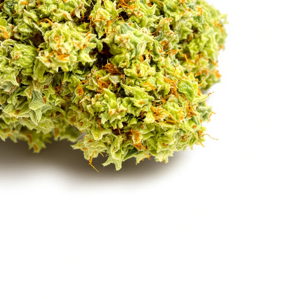 Sweet Diesel 14% indica / 86% sativa — flor con tricomas visibles